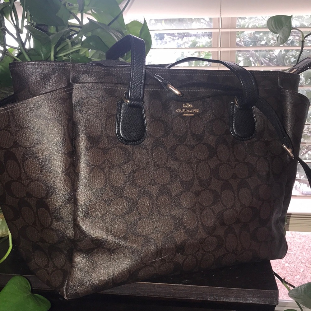 Coach brown black messenger diaper crossbody bag